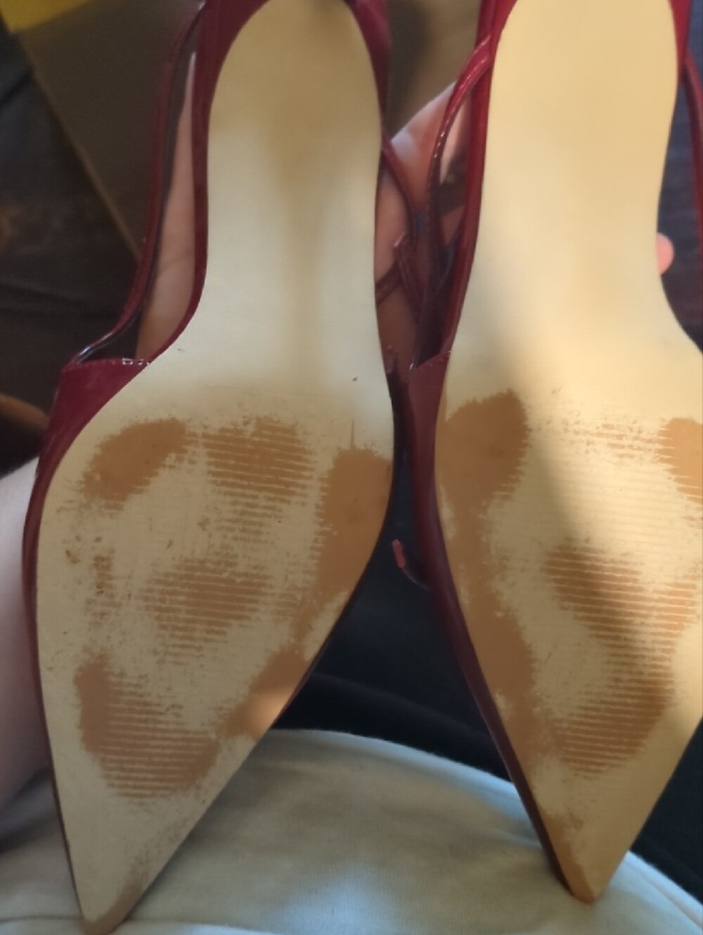 Steve Madden Red Patent Pointed-Strap Heels - Picture 2 of 2